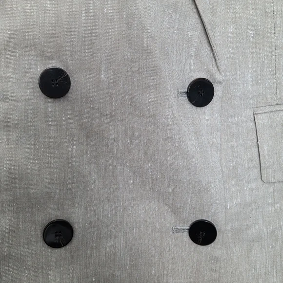 THEORY Piazza Tan Linen Blend Double Breasted Blazer Size 8 Summer Blazer - Picture 4 of 16